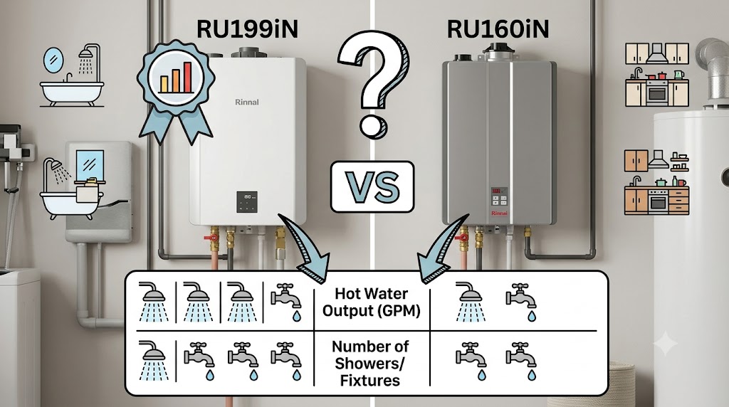 Rinnai RU199iN vs RU160iN: Which Size Do You Need?